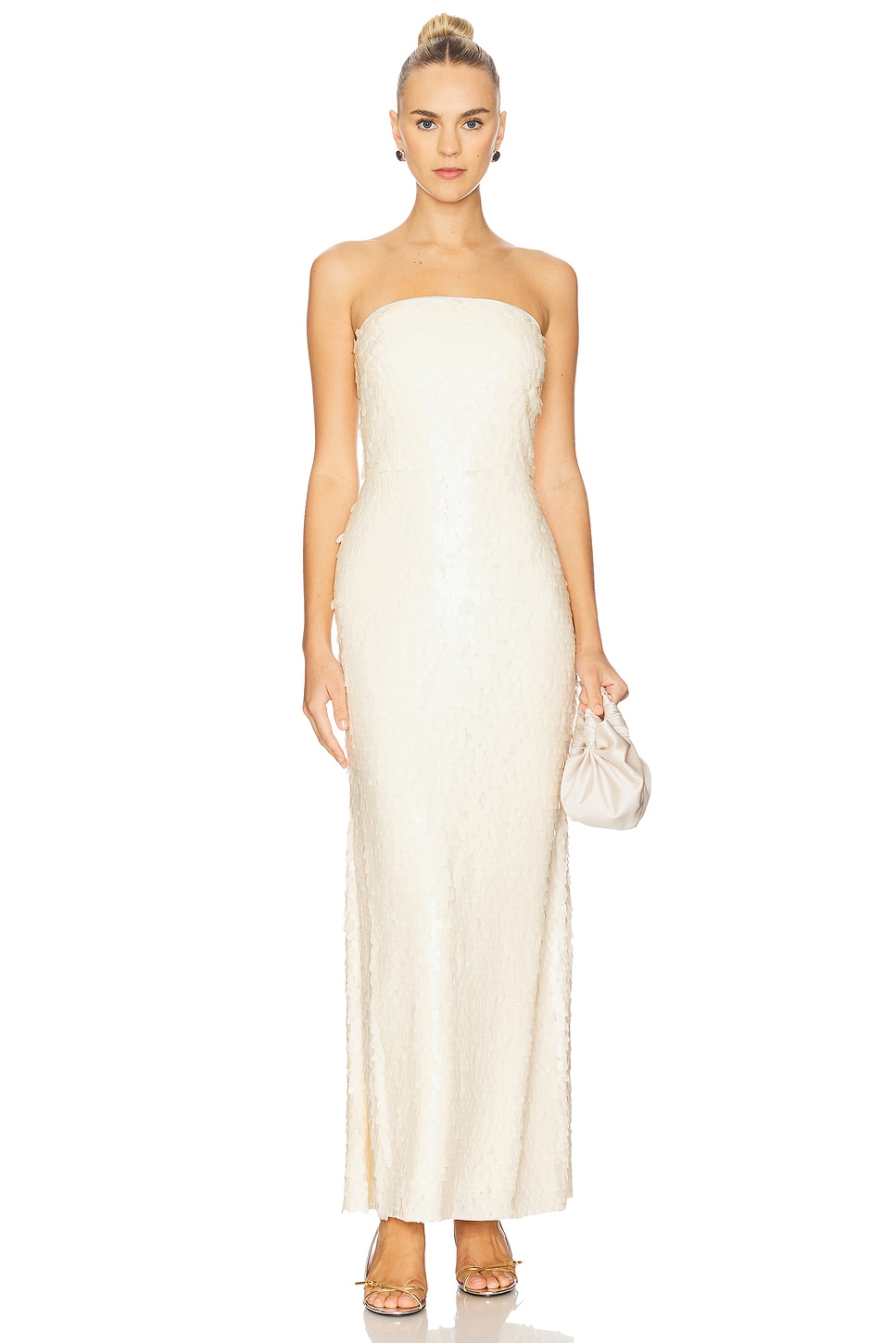 SIMONMILLER Sculpty Strapless Sequin Dress in Bone | REVOLVE