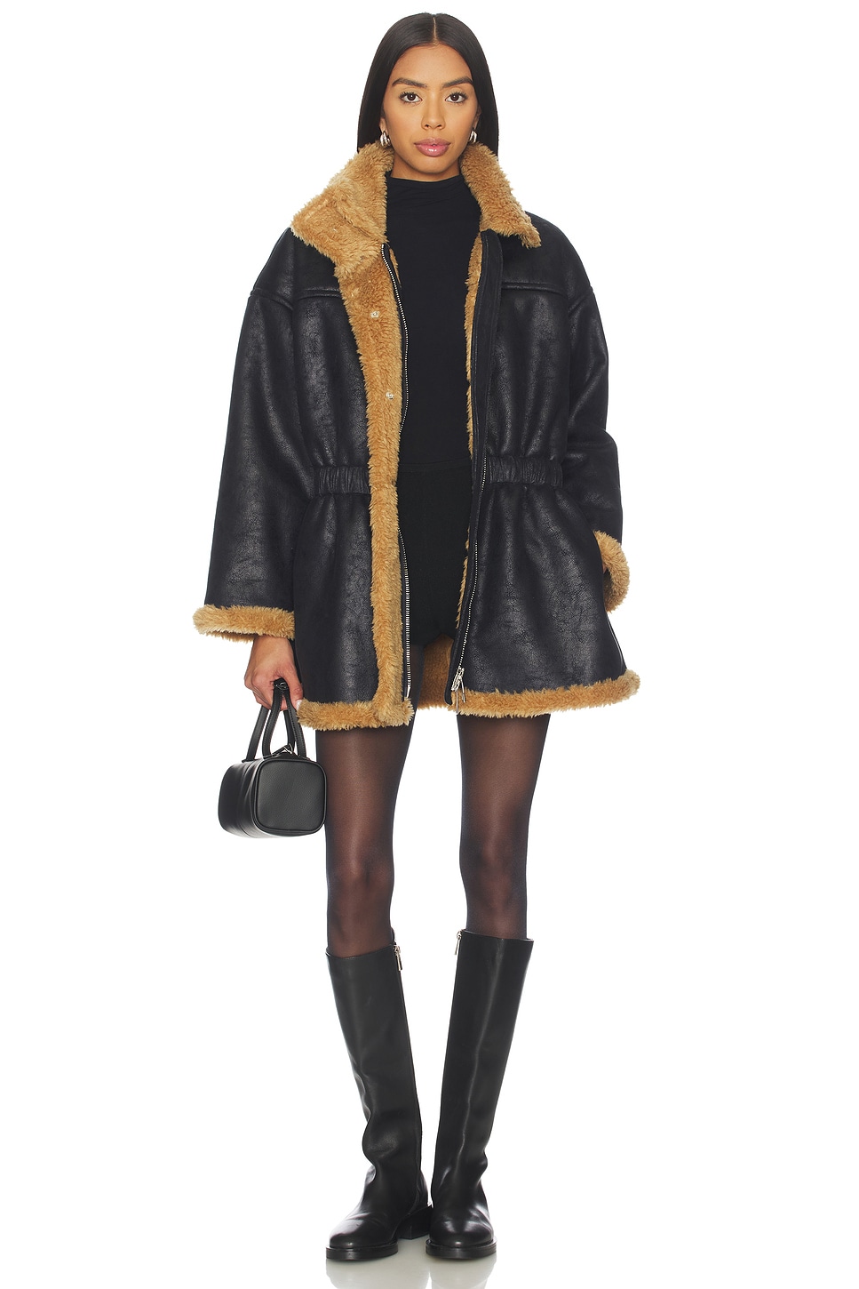 SIMONMILLER Yara Faux Shearling Jacket in Black | REVOLVE