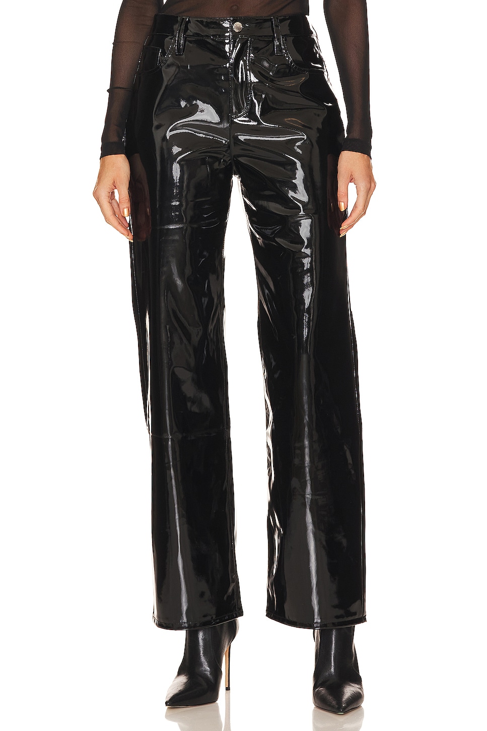 Vinyl wide 2024 leg pants