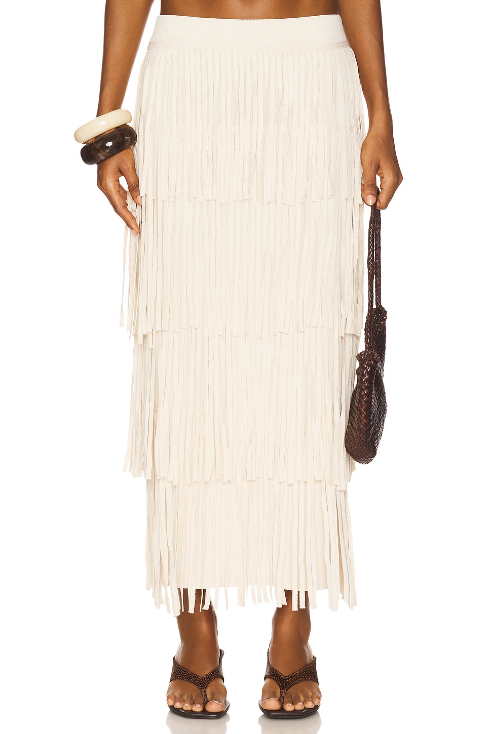 SIMONMILLER Za Za Knit Fringe Skirt in Ivory | REVOLVE