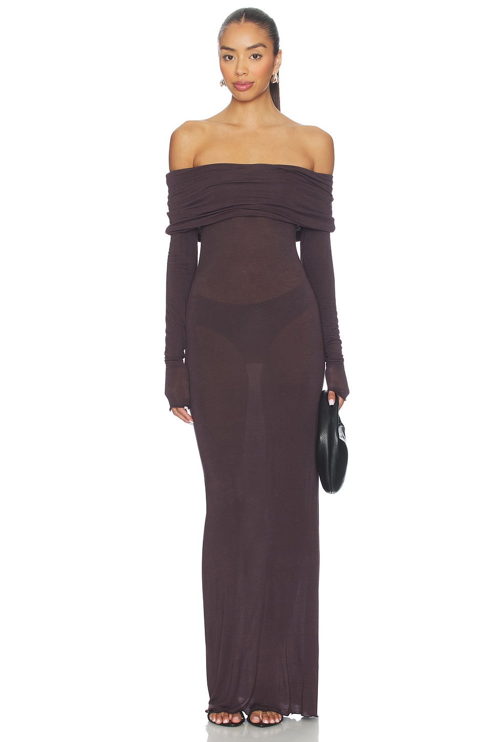 Sheer Modal Off Shoulder Long Dress