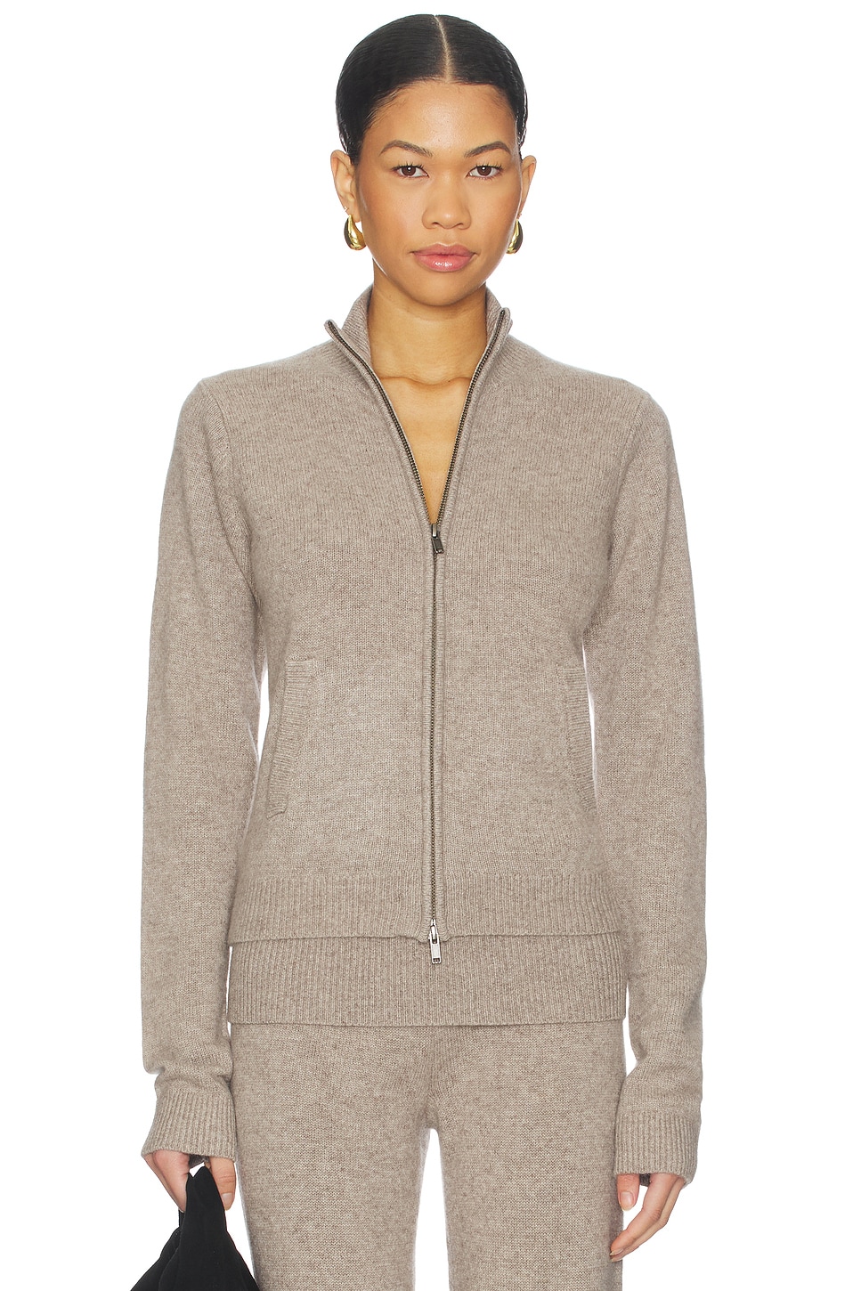 Skims - Wool Cashmere Zip Up Mock Neck Sweater | Plush