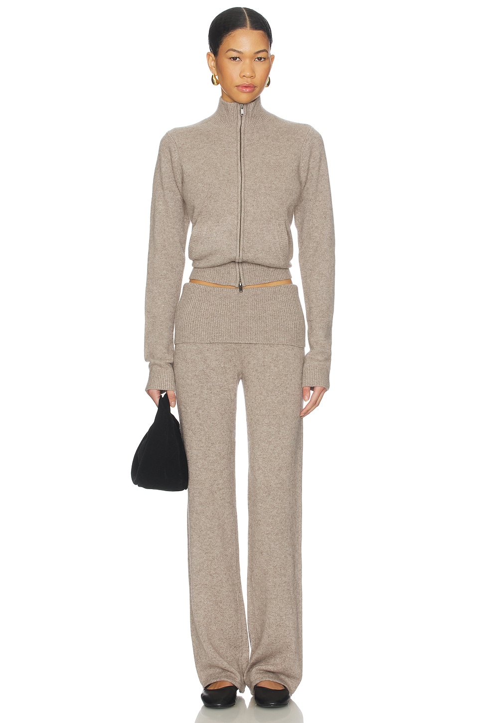 Skims - Wool Cashmere Zip Up Mock Neck Sweater | Plush