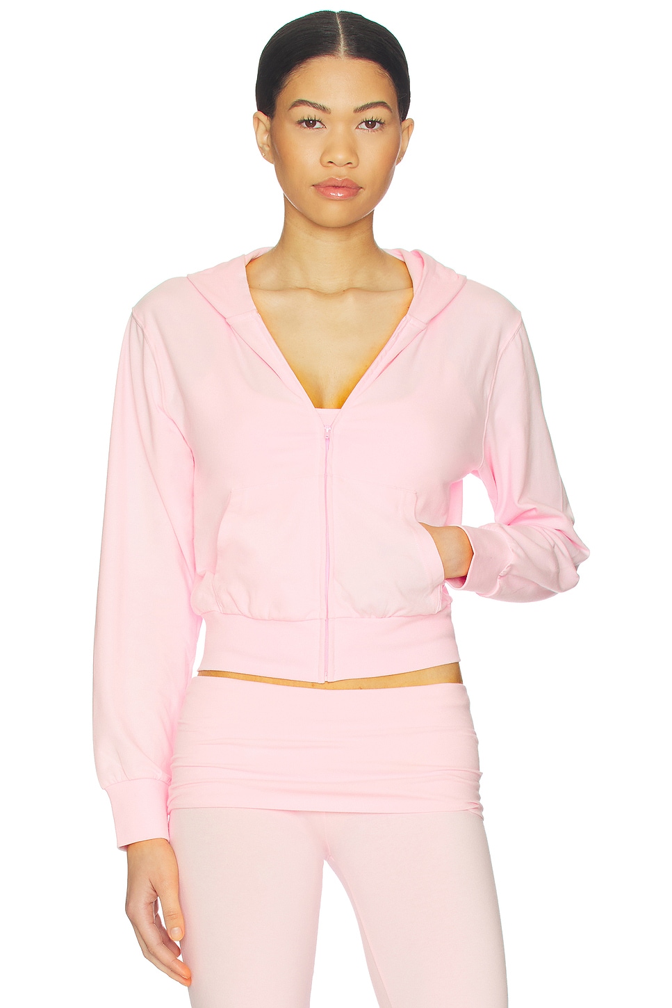Cotton Jersey Zip Up Slim Hoodie