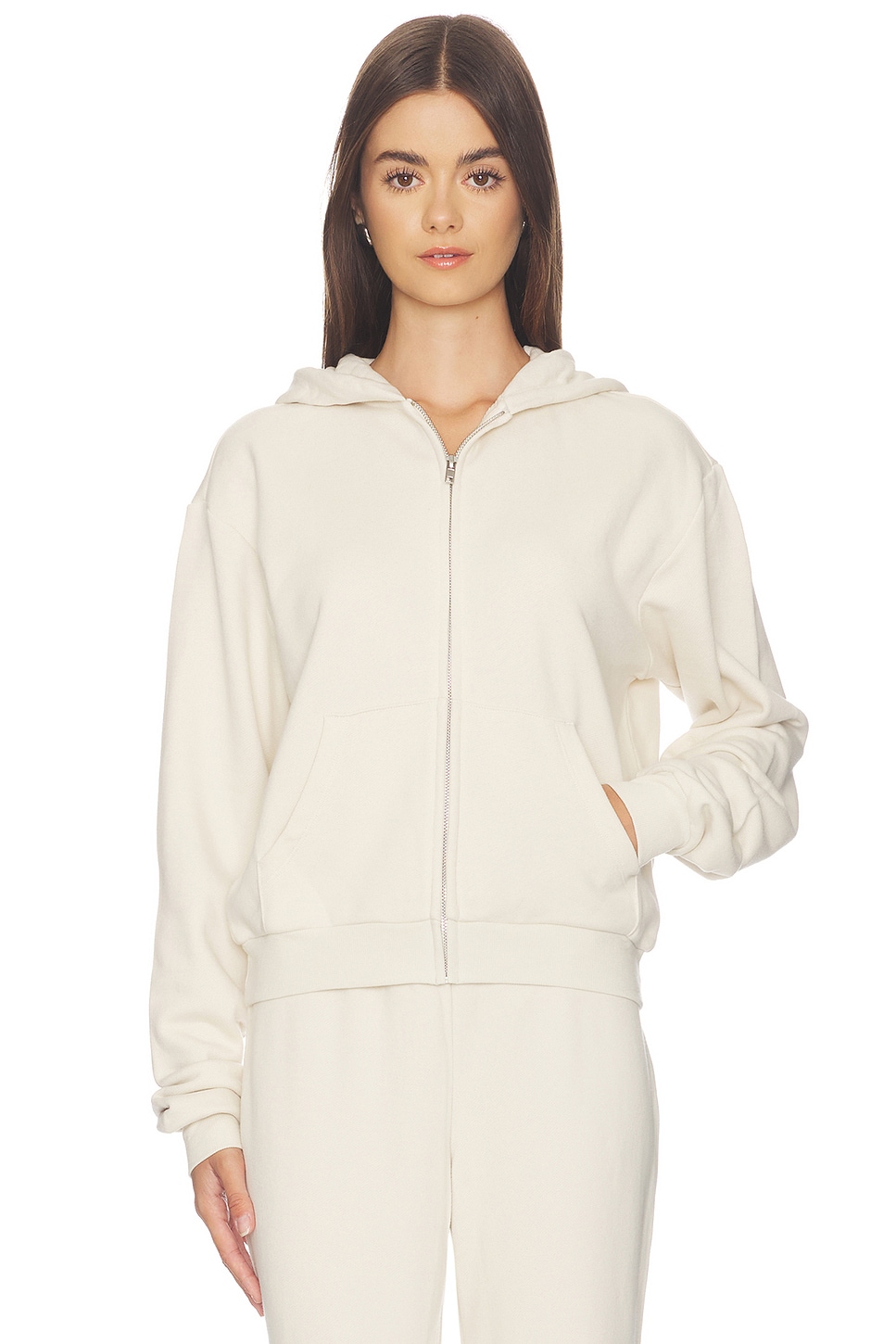 Drapey French Terry Shrunken Zip Up Hoodie