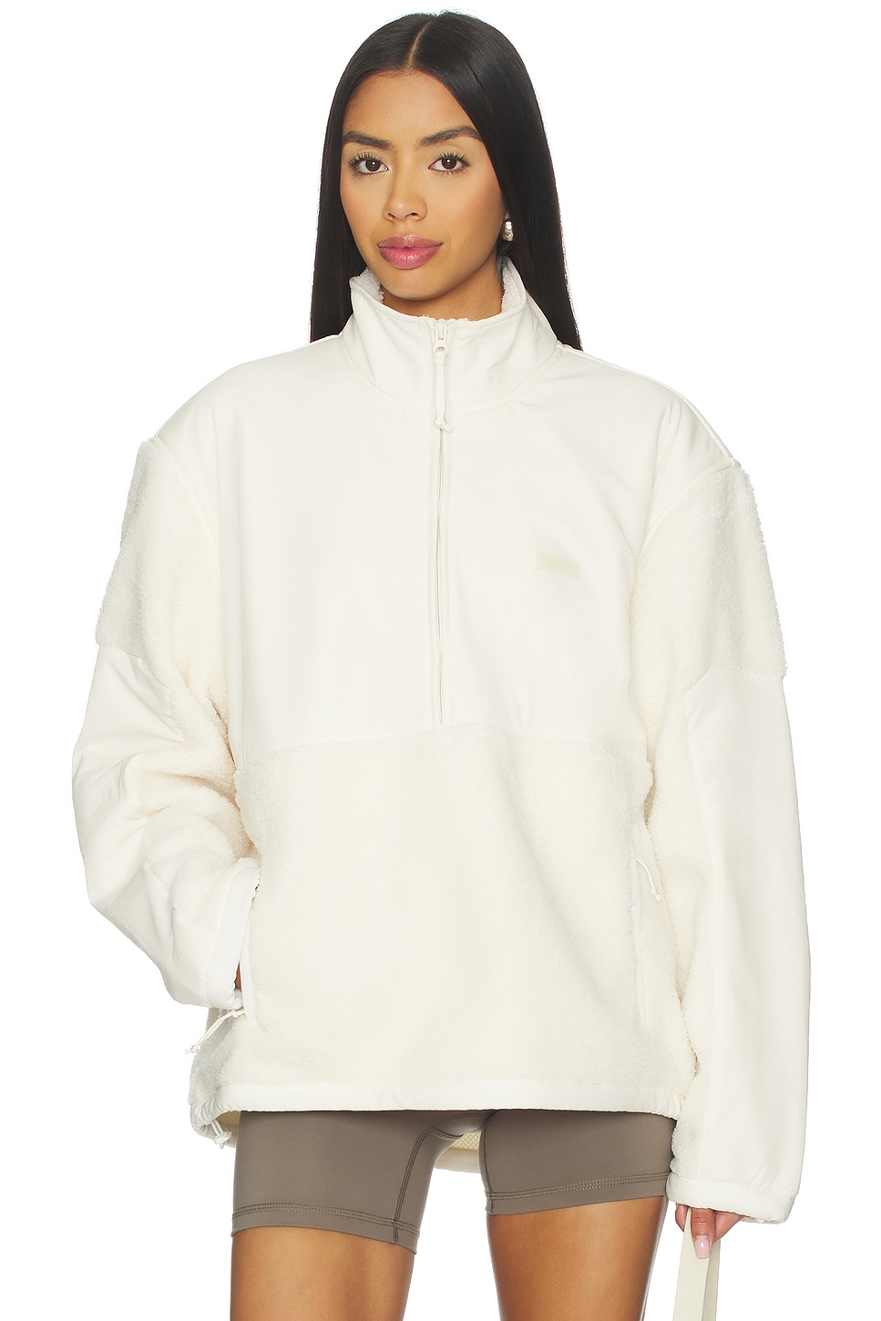 SKIMS Teddy Half Zip Up Pullover in Ecru | REVOLVE