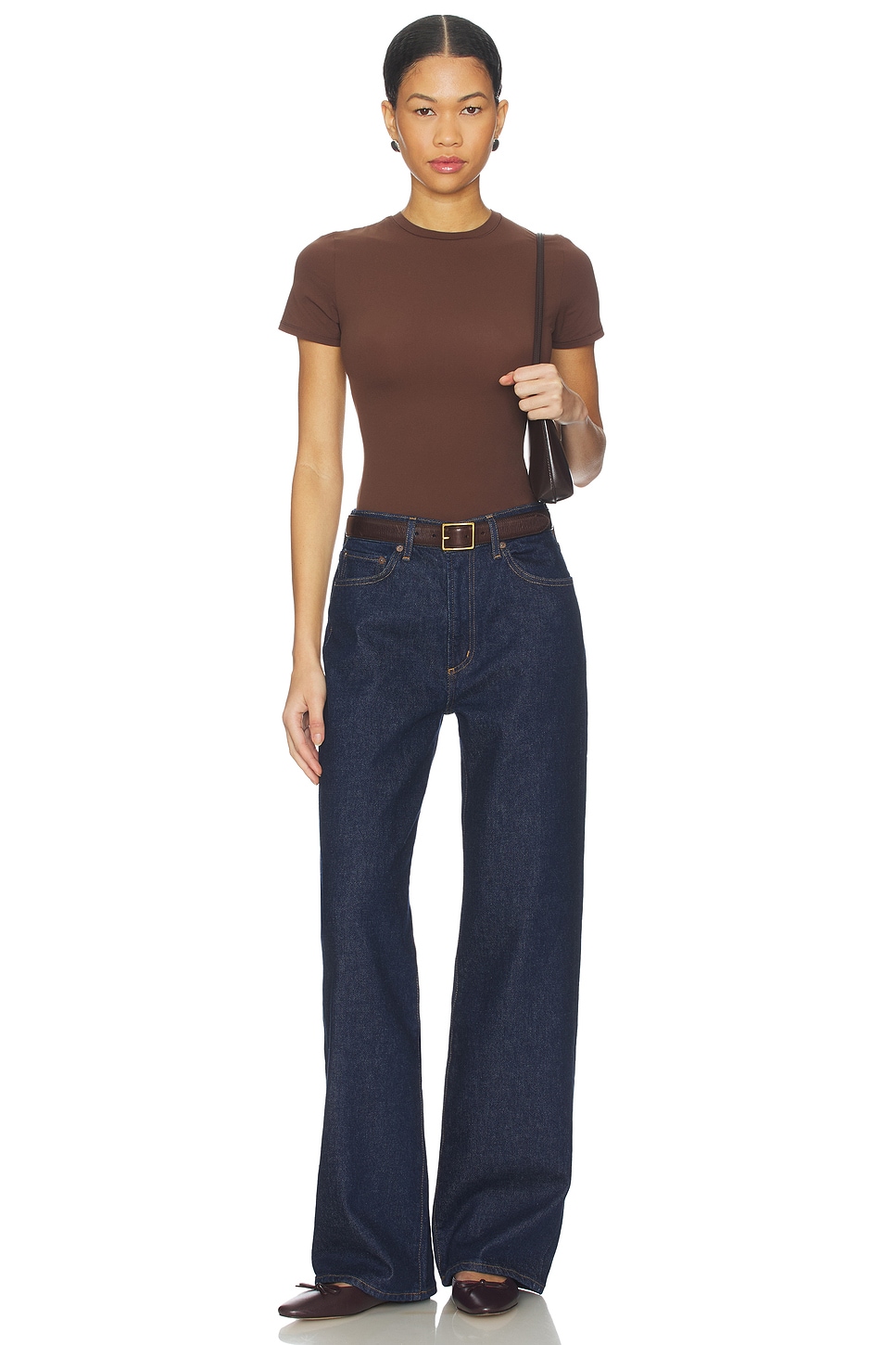 SKIMS Fits Everybody Short Sleeve T-shirt in Cocoa | REVOLVE