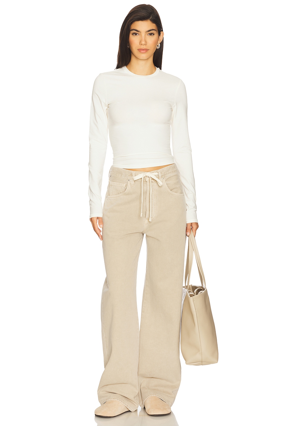 SKIMS Cotton Jersey Long Sleeve T-Shirt in Marble | REVOLVE