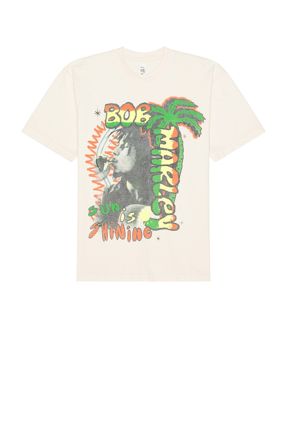 SIXTHREESEVEN Bob Marley Sun is Shining T-Shirt in Washed White