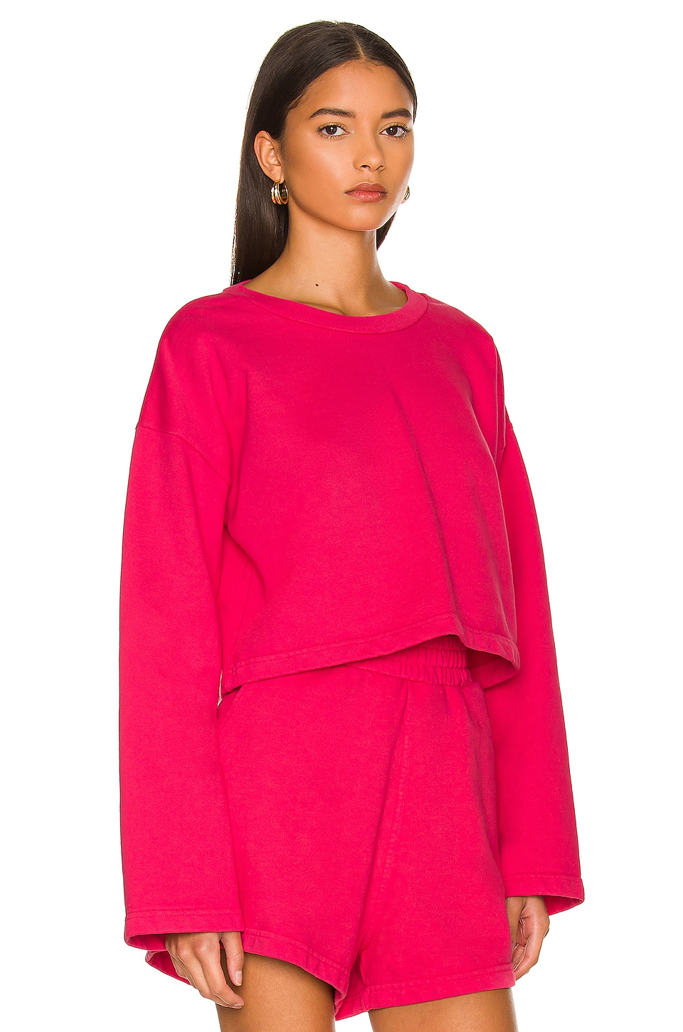 SIXTHREESEVEN The Cropped Crewneck in Pink