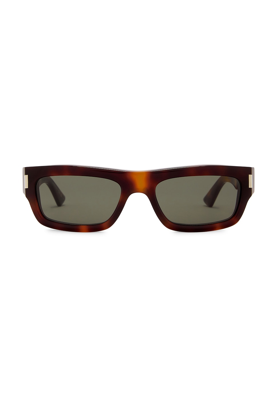 Saint Laurent Rectangular Sunglasses in Havana & Grey | REVOLVE display picture 1