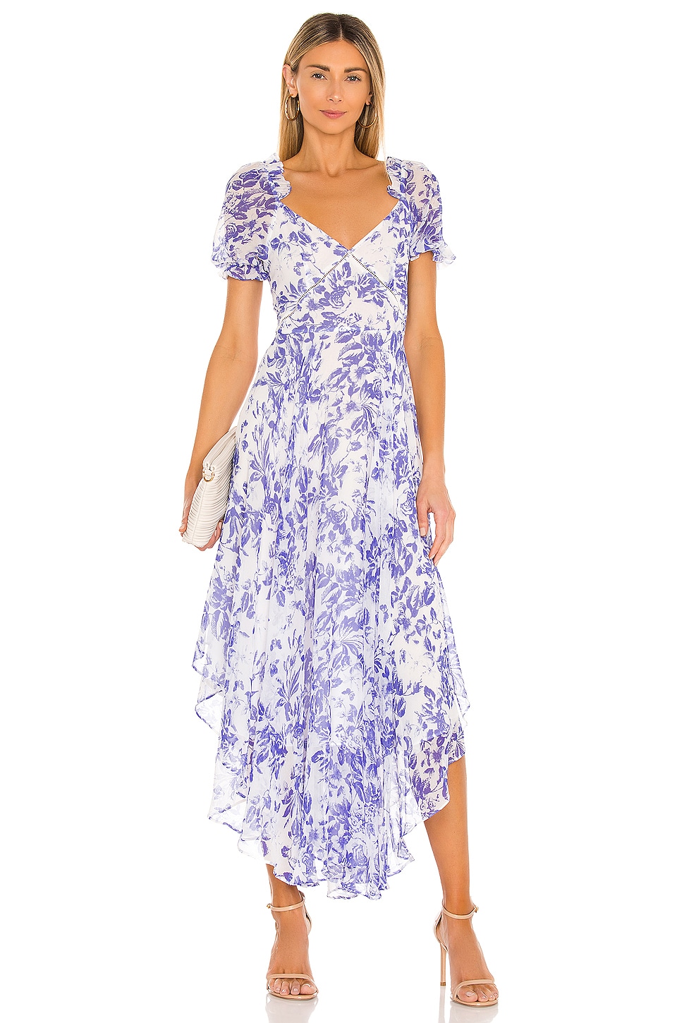 SAU LEE Georgia Dress in Blue & White | REVOLVE