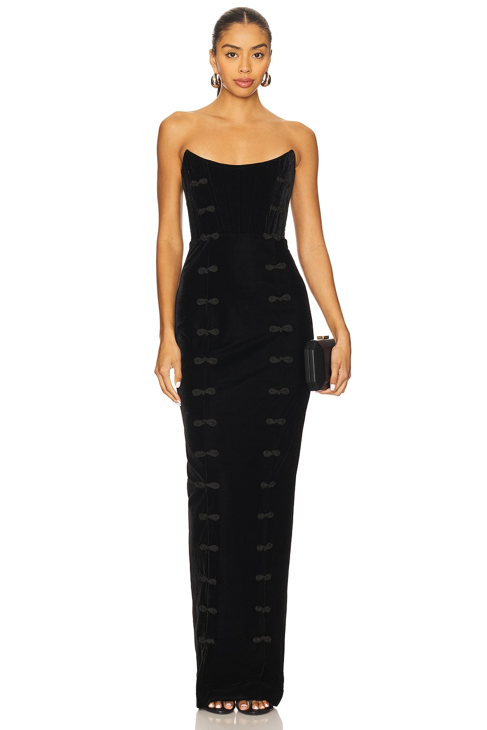 slim fit dress slacks Alex Evenings Off The Shoulder Taffeta & Velvet Sheath Gown in Black at Nordstrom, Size 14 main image 0