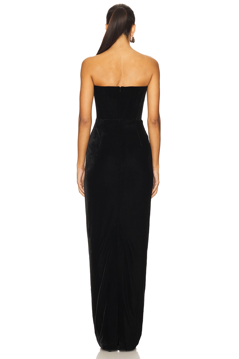 velvet strapless dress black Yolanda | Black Velvet Sweetheart-Neck Maxi Dress main image 1