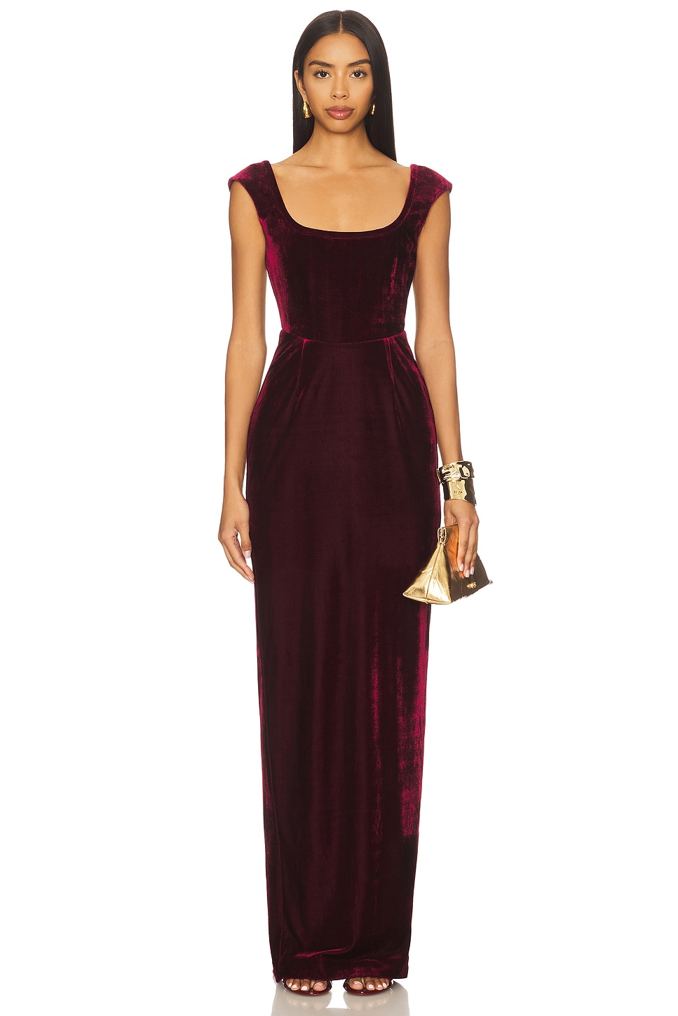 burgundy cocktail dress for wedding guest Burgundy Velvet Long Prom Dress, A-Line Off the Shoulder Party Dress main image 1