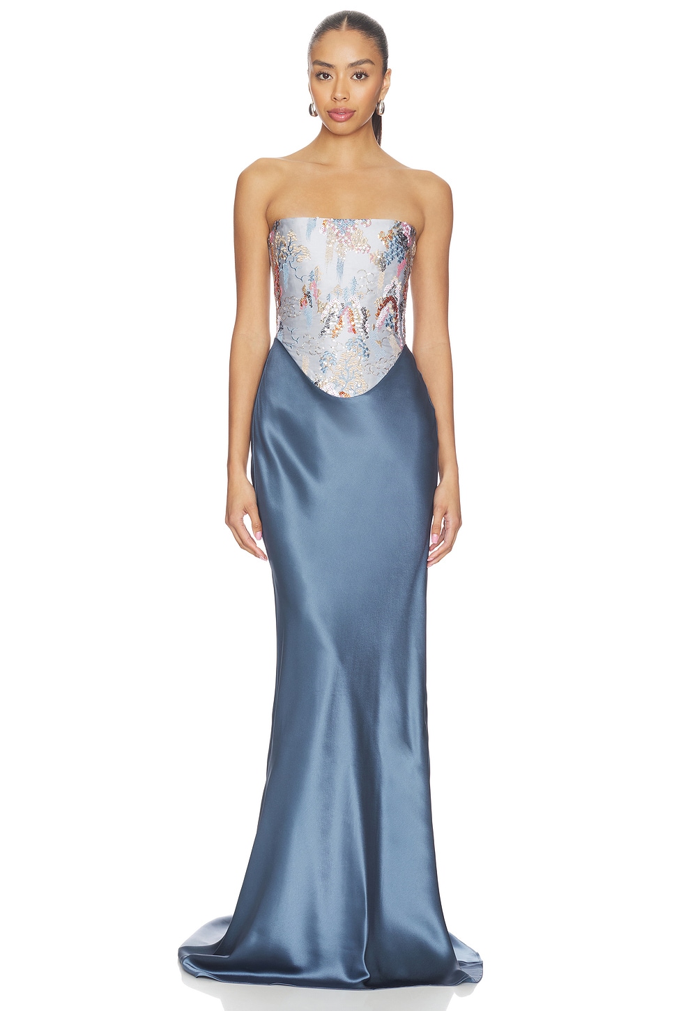 ash blue dress Safiyaa - Dara Blue Ash Long Dress FR40 - US8 main image 0