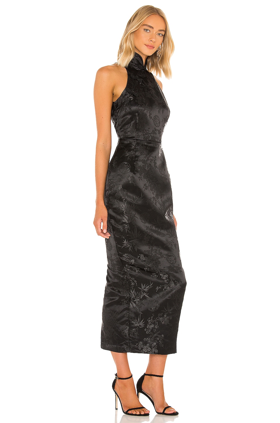 SAU LEE Jill Chinese Jacquard Pencil Dress in Black