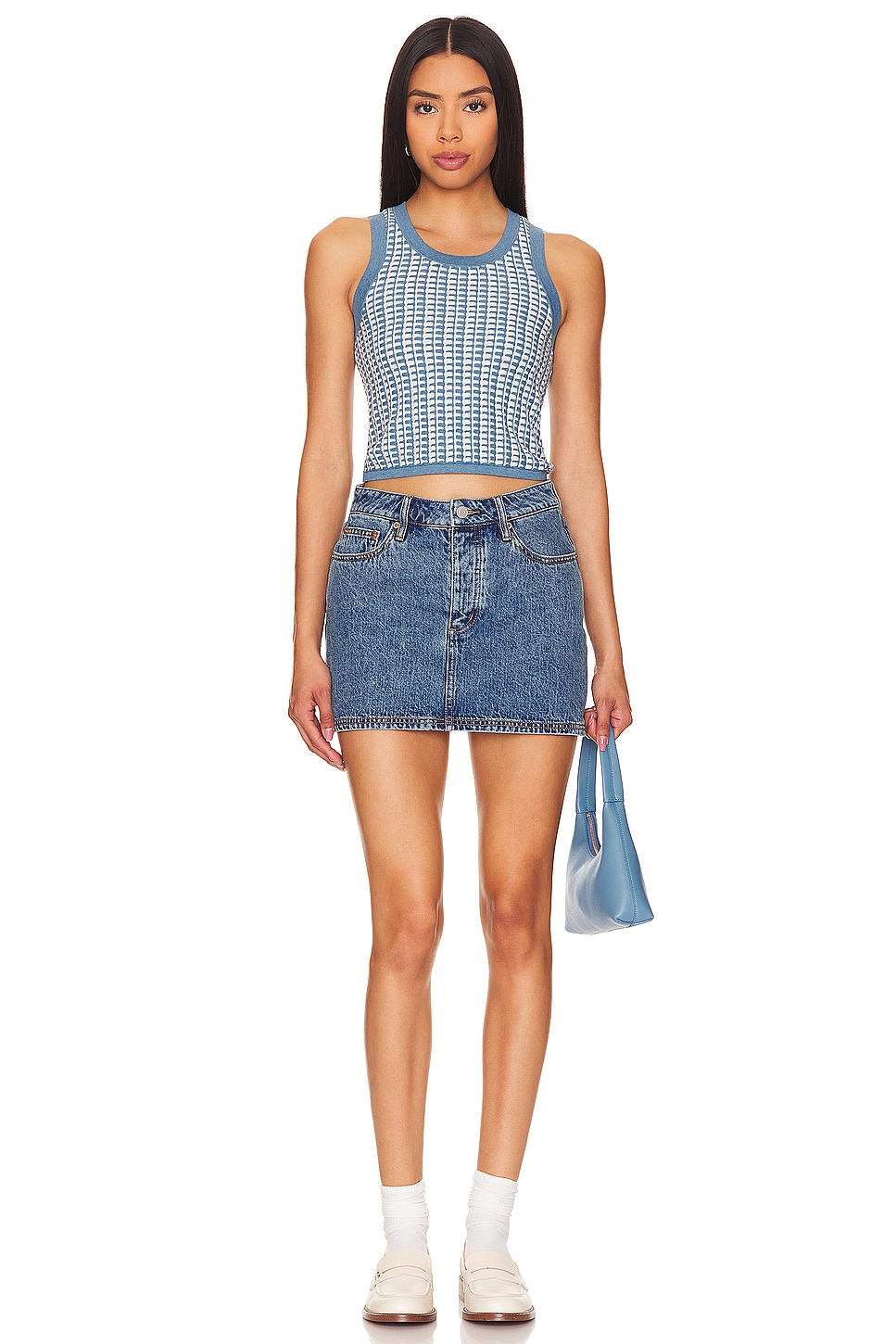 スカート AND MARY Holly mini skirt Still Here Holly Skirt in Classic Blue | REVOLVE
