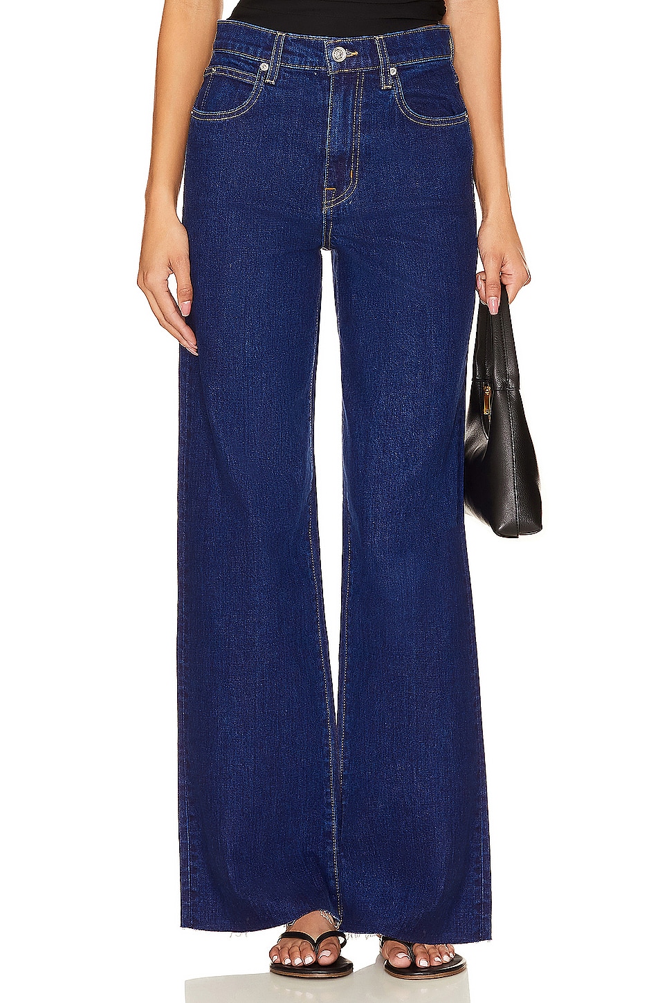 Spanx Wide Leg Jeans In Raw Indigo in Blue