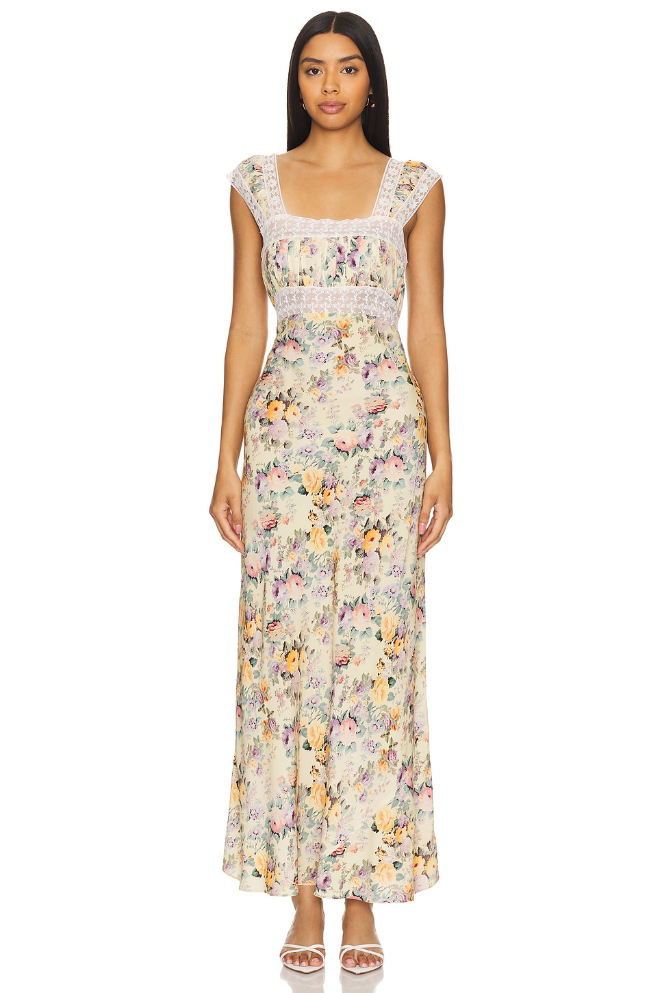 lilac floral lace clarice dress Emily Maxi Dress - Satin | Pink Floral | Womens