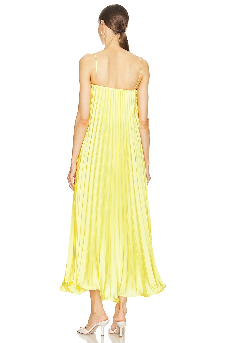 the a&f giselle pleat release midi dress yellow A&F Giselle Pleated Cutout Dress by Abercrombie and Fitch