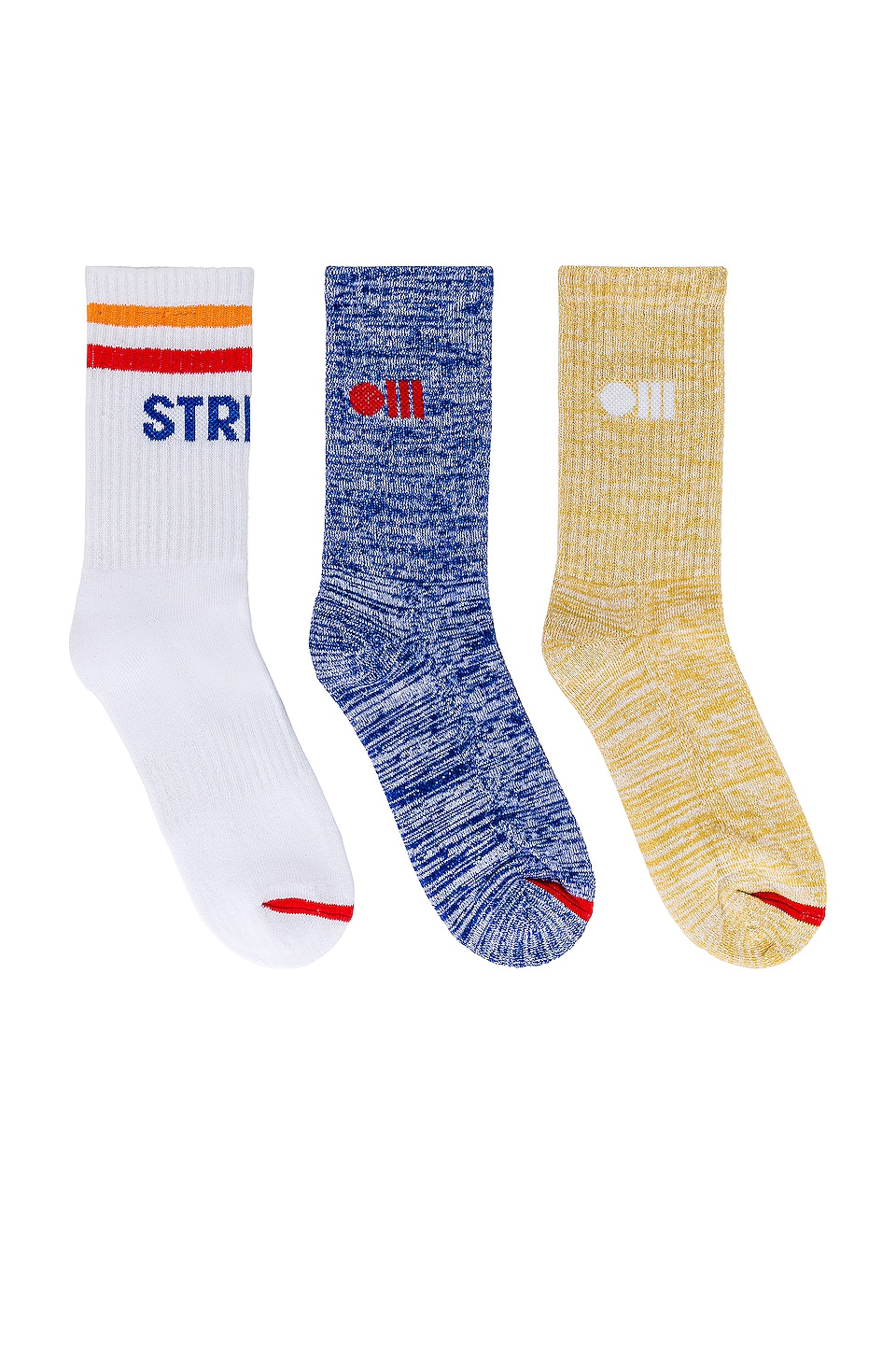 Solid & Striped The 3 Pack Crew Socks in Marshmallow, Marigold, Apple ...