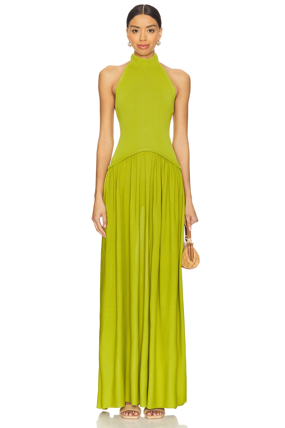 Solid & Striped Soglio Halter Dress in Chartreuse | REVOLVE