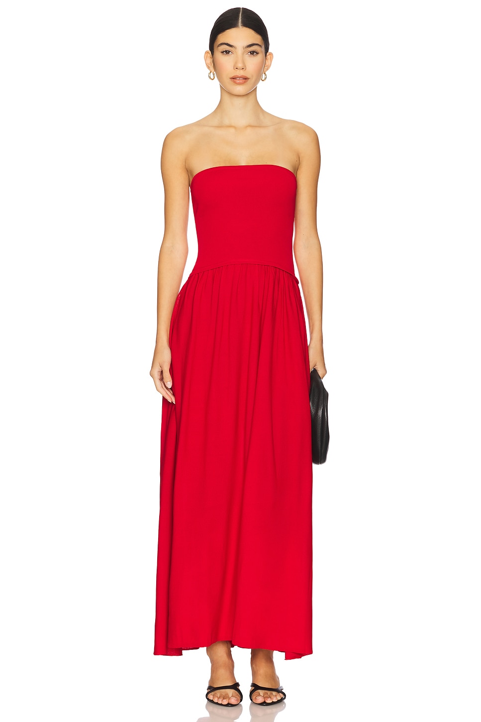 Solid & Striped The Strapless Soglio Dress in Lipstick Red | REVOLVE