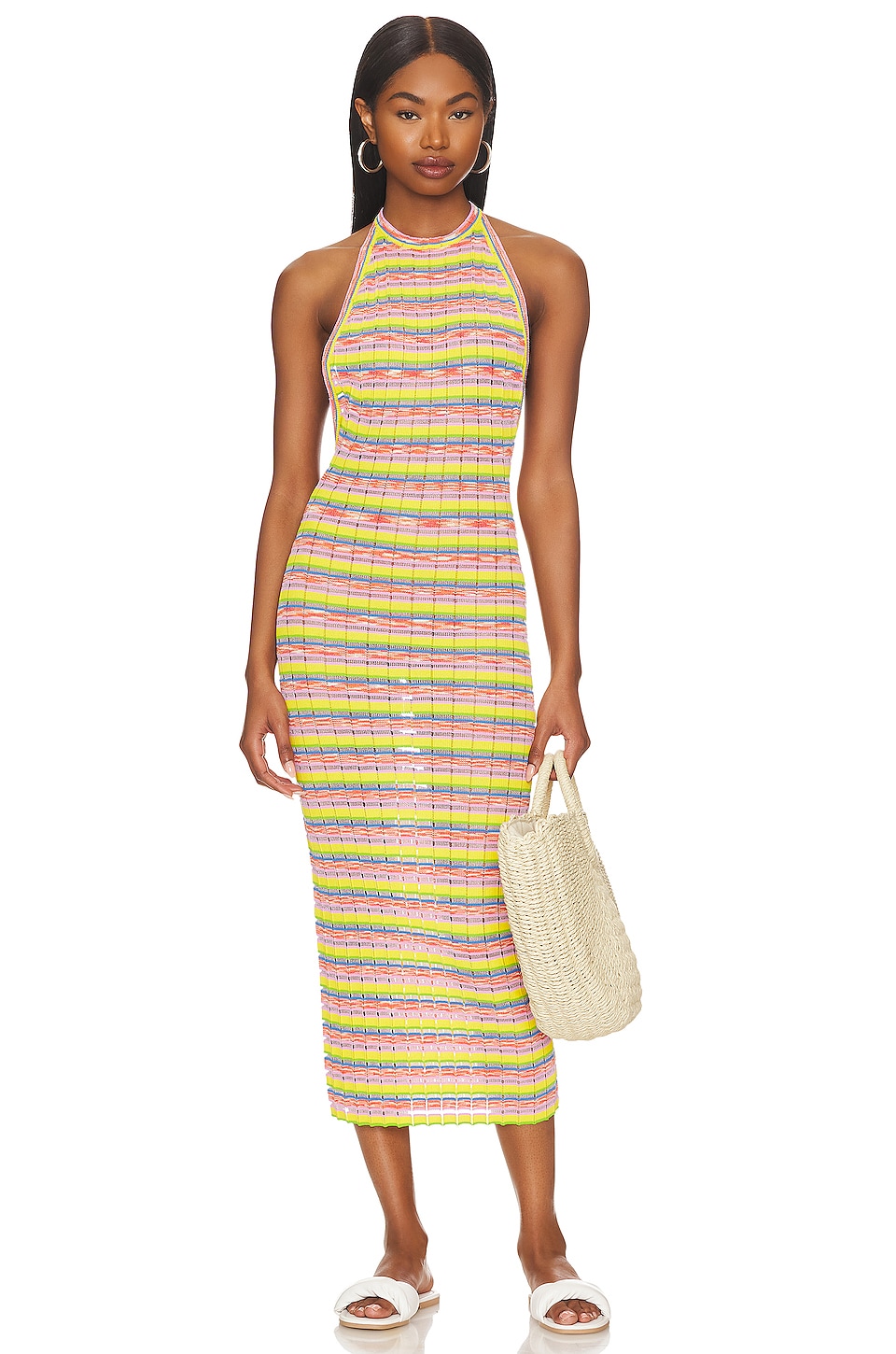 Women's Sleeveless V-neck Striped Midi Dress - CuChic | Striped midi dress, Midi  dress, Plus size outfits