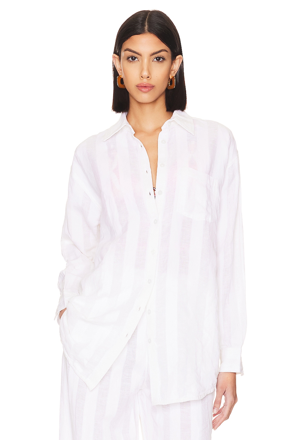 Solid & Striped Oxford Tunic in Marshmallow
