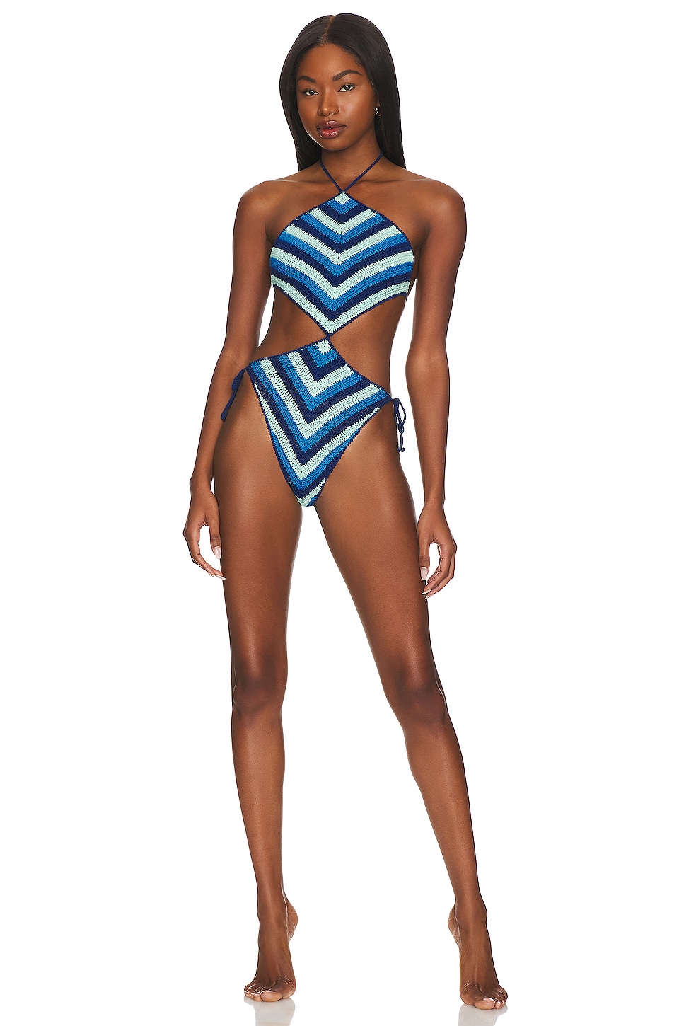 Solid Striped Cheyenne One Piece in Varsity Blue Mint