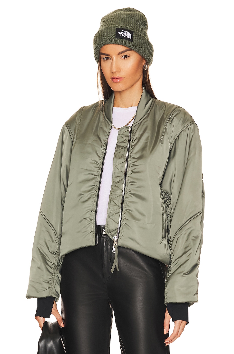 Shoreditch Ski Club Sofie Bomber Jacket in Steel Green | REVOLVE