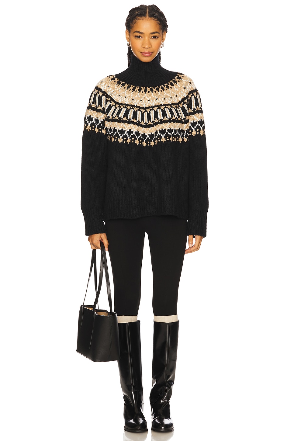 Scottie Slouchy Fairisle Mock Neck Sweater