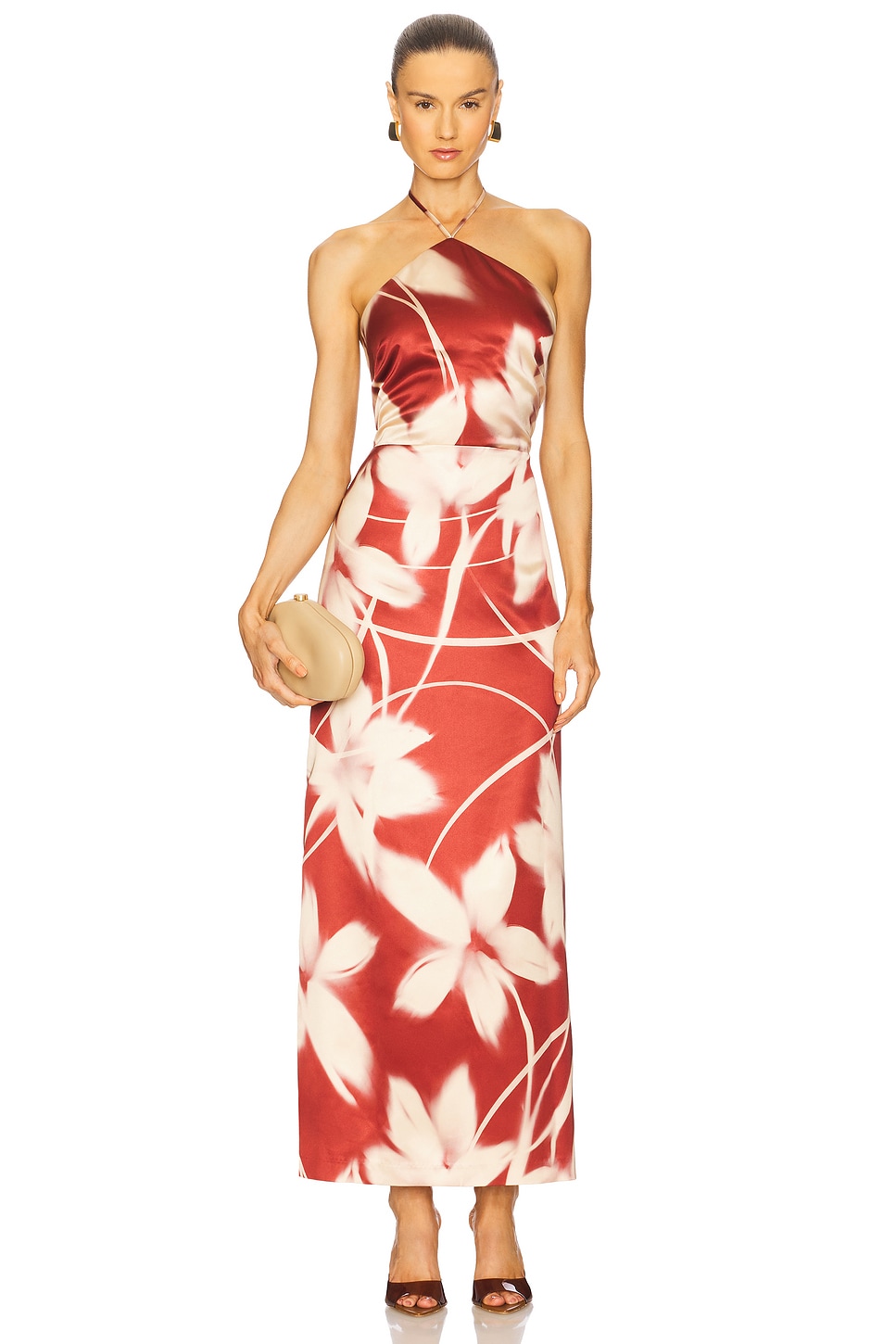 a line floral dress Floral Print Satin Back Bowknot Wedding Dress main image 0