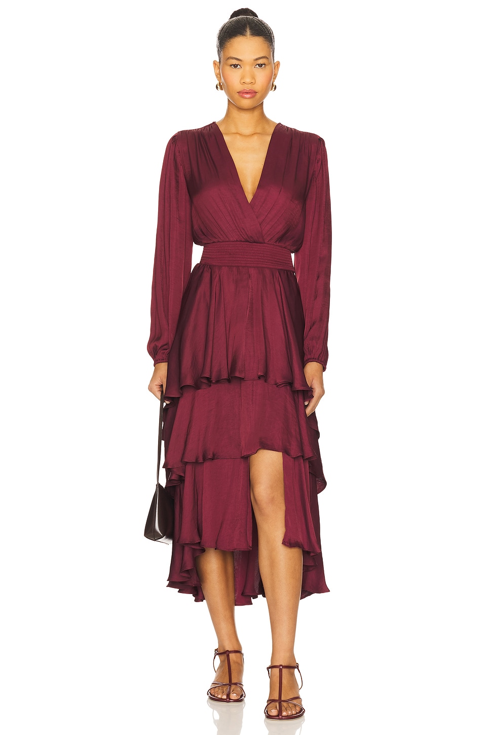 burgundy dress windsor Mermaid V Neck Backless Burgundy Long Prom Dress with Appliques PG768 main image 1