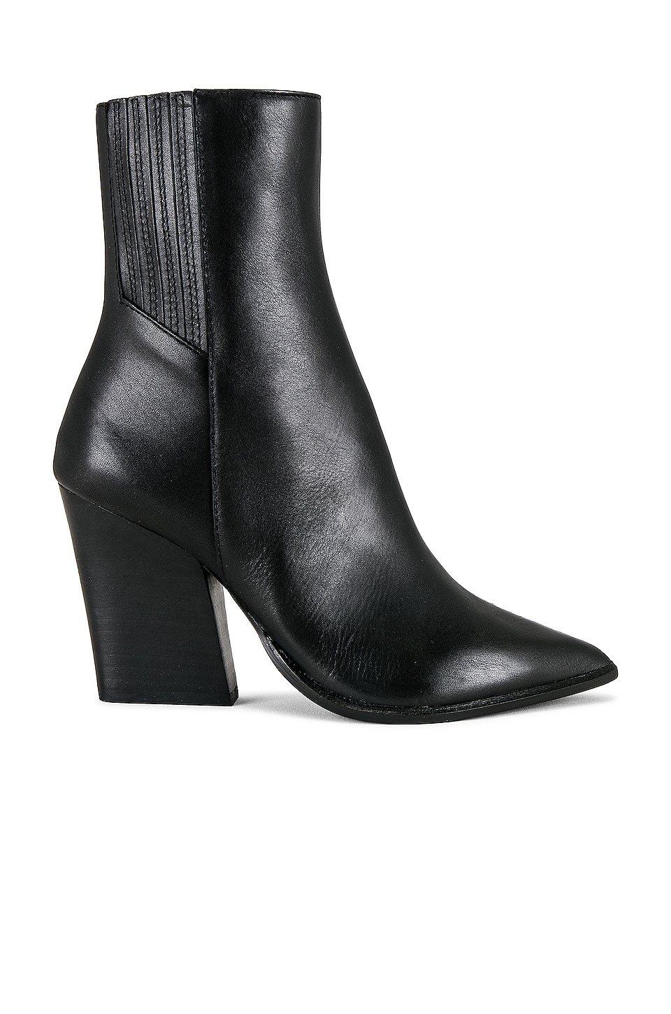 Steve madden risen black leather cheap heeled ankle boots