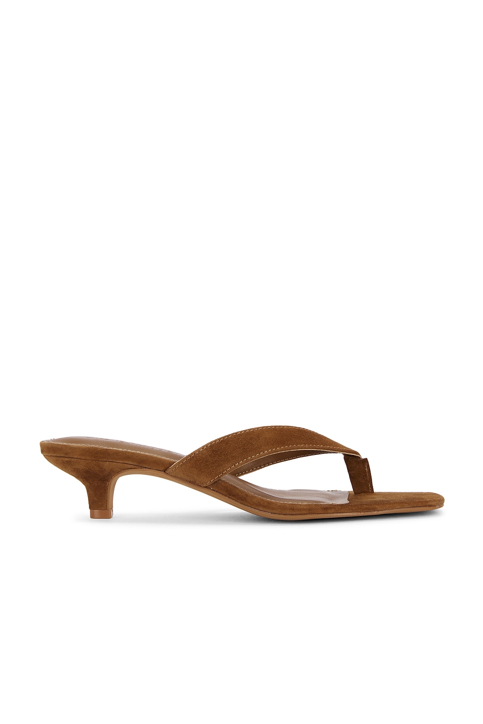 【Steve Madden】Tracie スエード スクエアトゥサンダル TRACIE Chestnut Suede Thong Strap Women's Kitten Heel