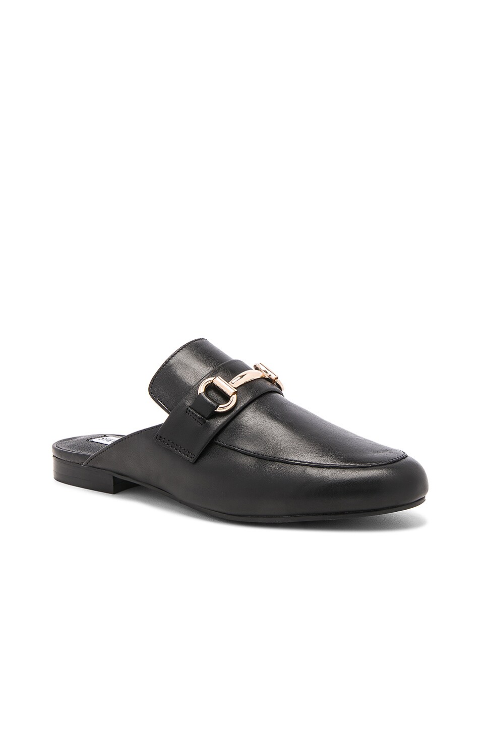 kandi black leather loafer slides