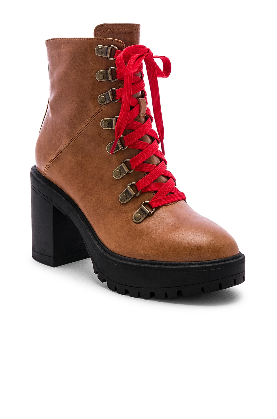 cognac leather bootie