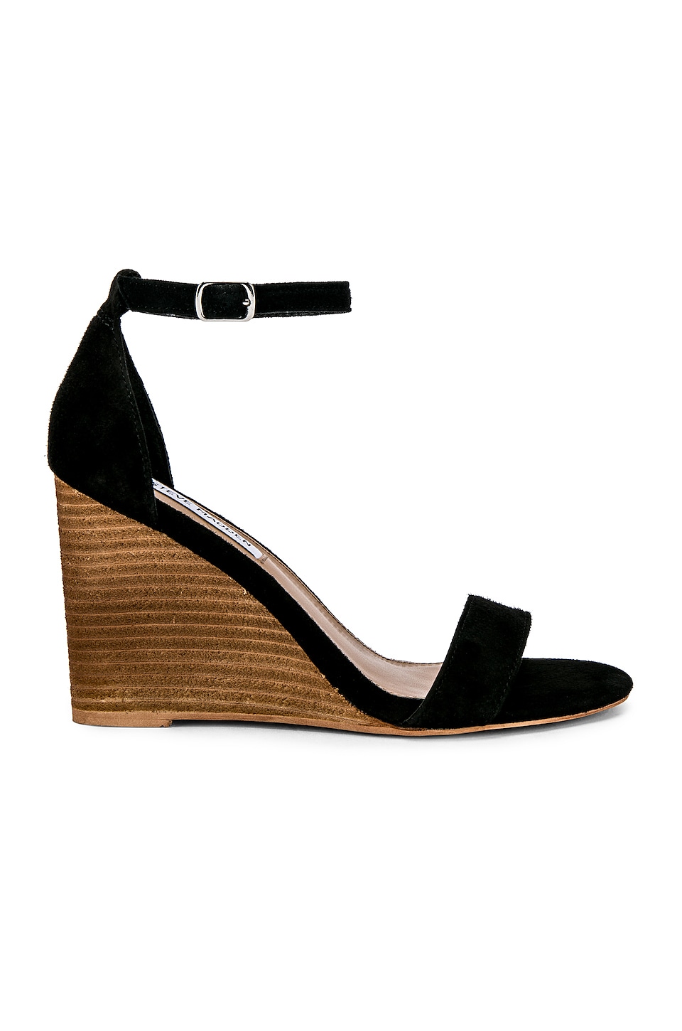 STEVE MADDEN STEVE MADDEN MARY SUEDE WEDGE IN BLACK.,SMAD-WZ492