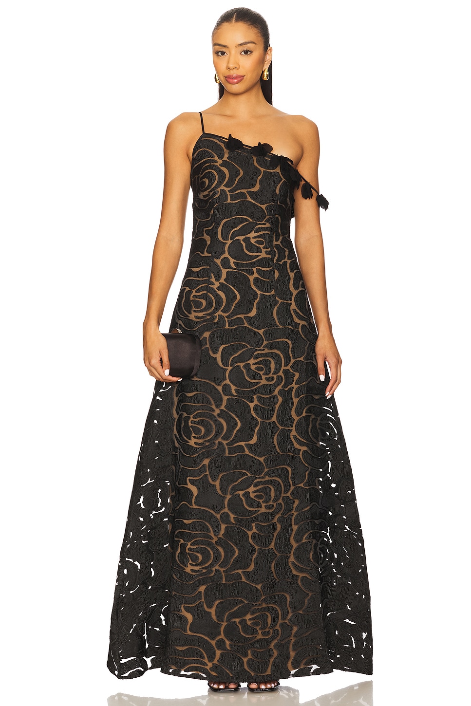 eden strapless maxi dress black Eden Black Polka Dot Maxi Dress - US 4 main image 0