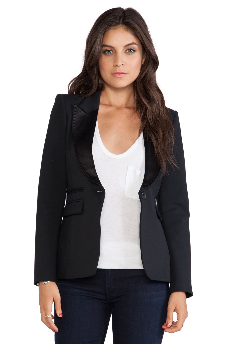 Smythe Peaked Lapel Tuxedo Blazer in Black | REVOLVE