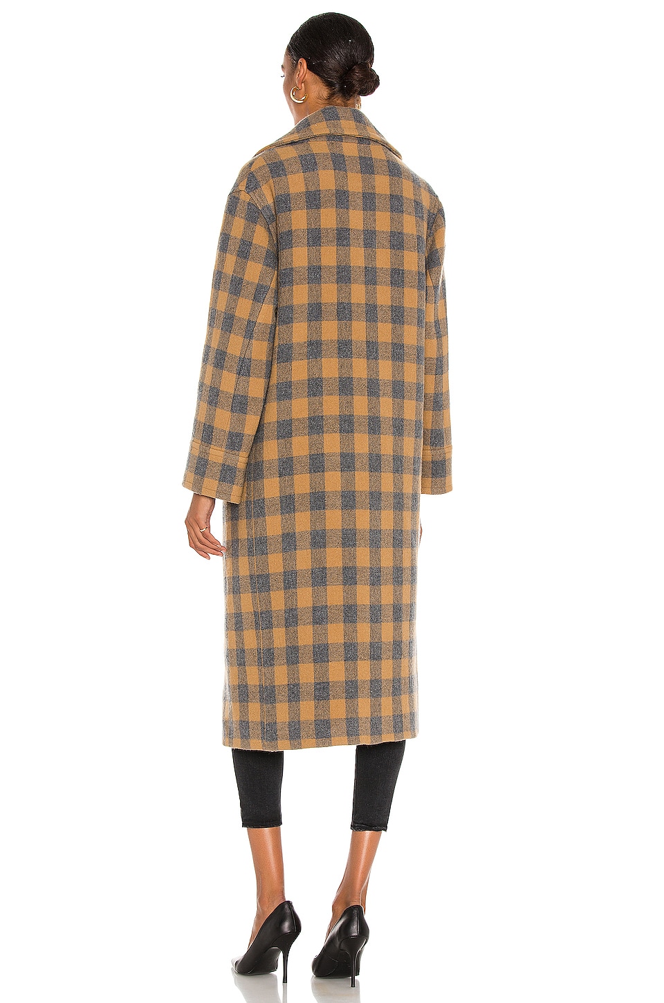 Smythe Blanket Coat in Camel & Grey Check REVOLVE