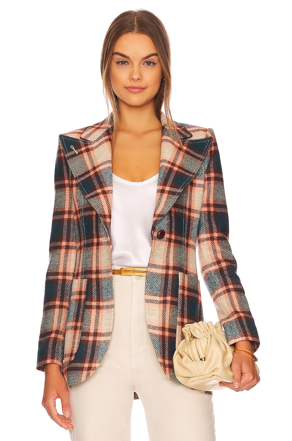 Smythe Patch Pocket Birkin Blazer in Apricot Plaid