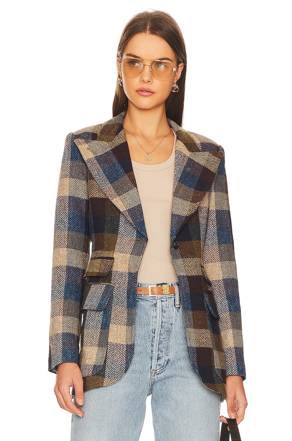 Smythe Birkin Blazer in Peri Lumberjacket Check | REVOLVE