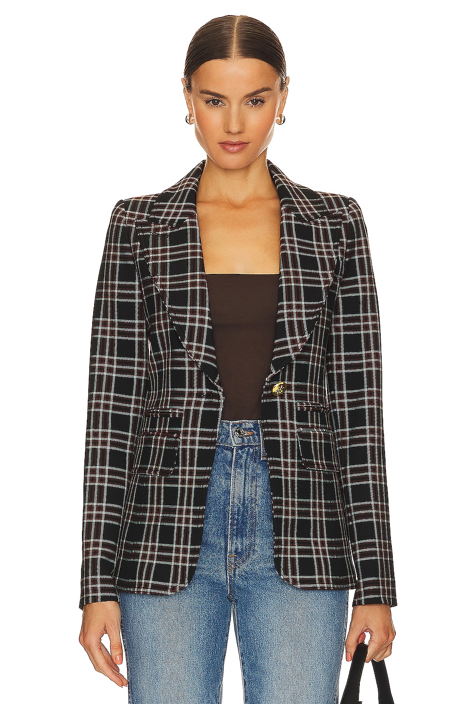 Rib Cuff Birkin Blazer | Multi Plaid With Black main image 1