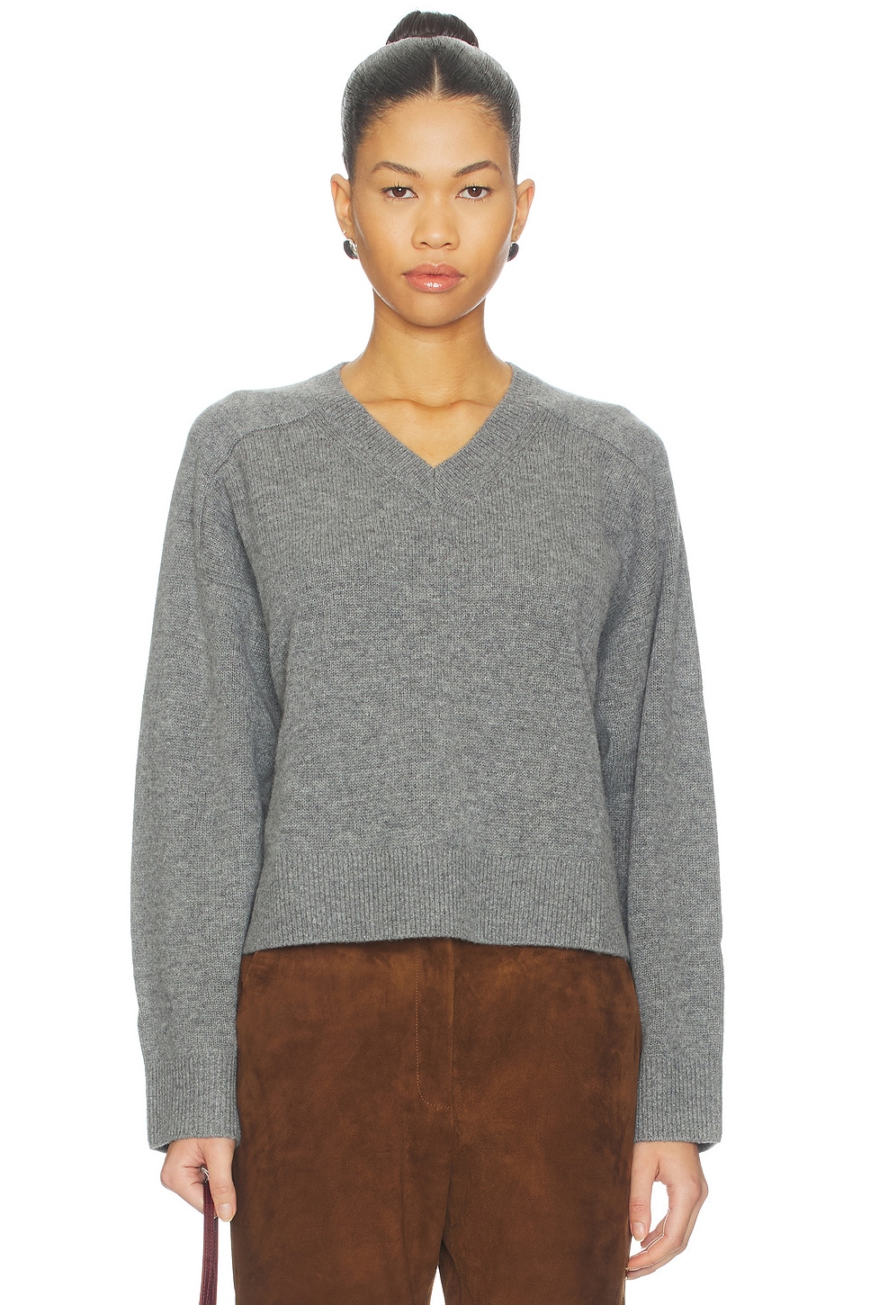 Sold Out NYC The Cashmere V-Neck in Heather Grey | REVOLVE