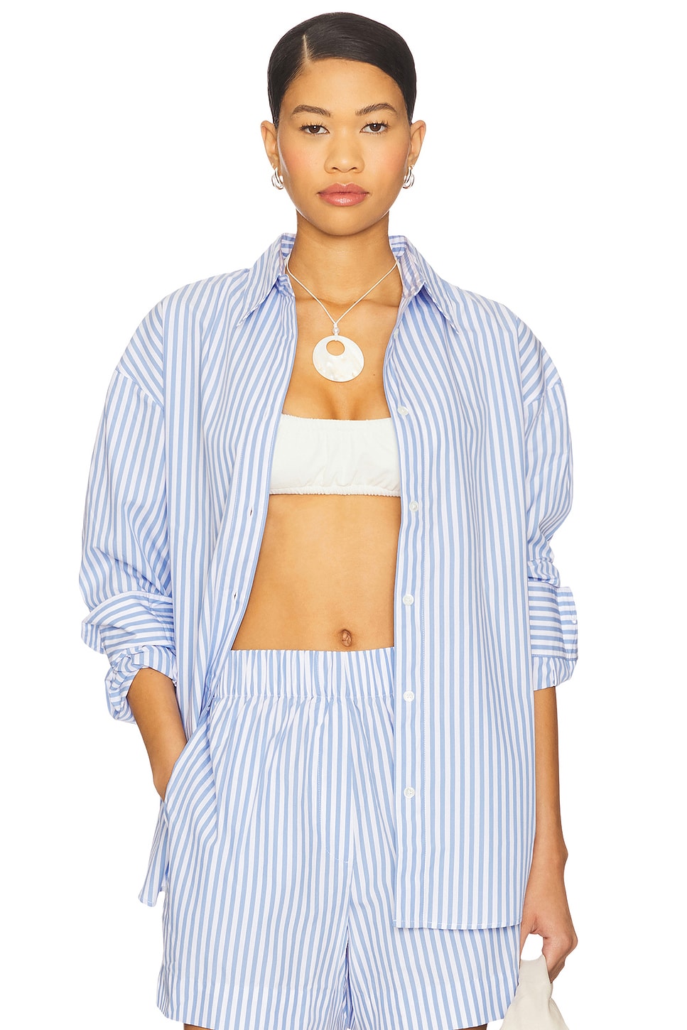 Sold Out NYC The Everything Shirt in French Blue Stripe | REVOLVE