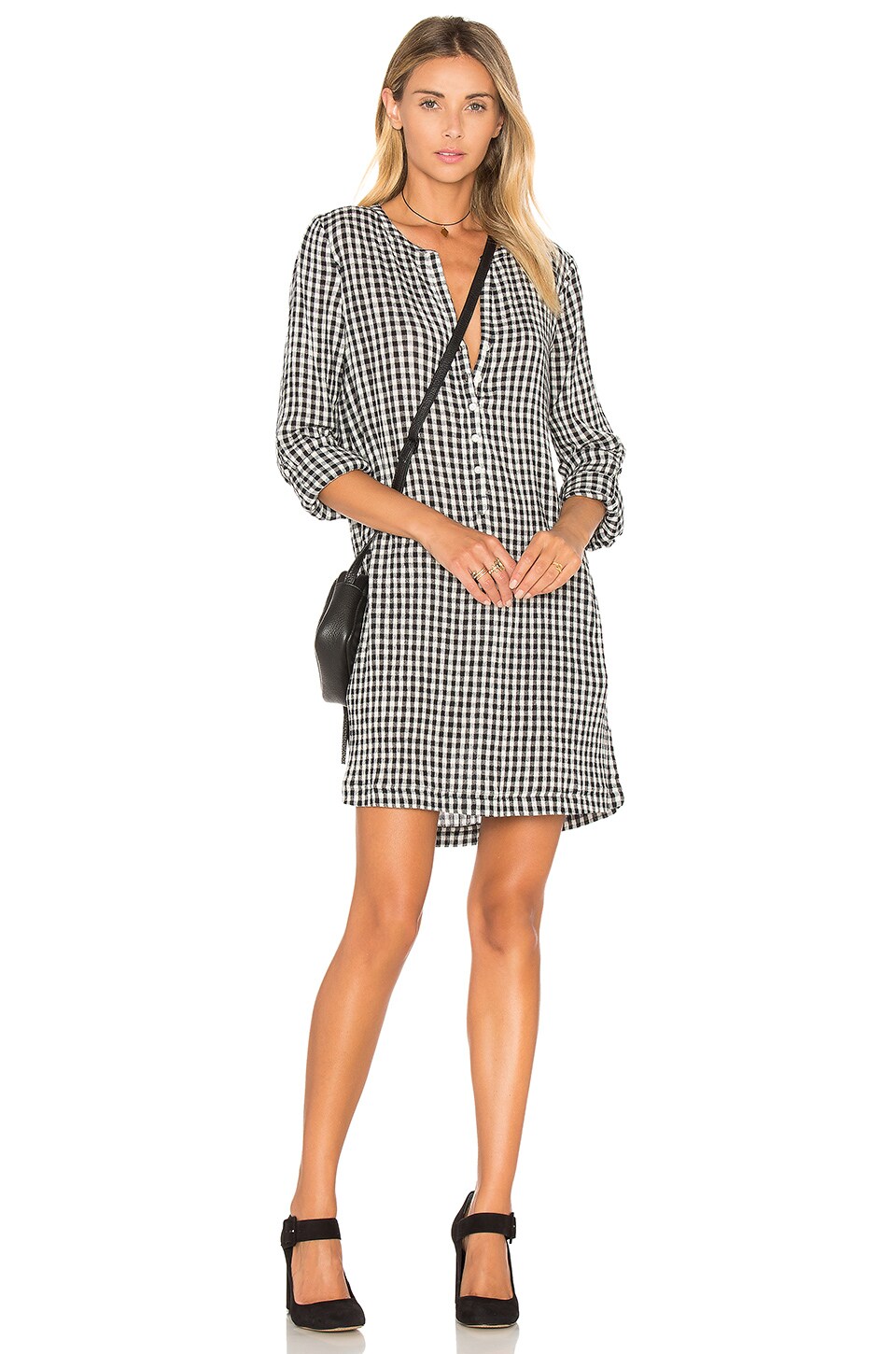 Robe ajourée à col V - blanc - 14.00