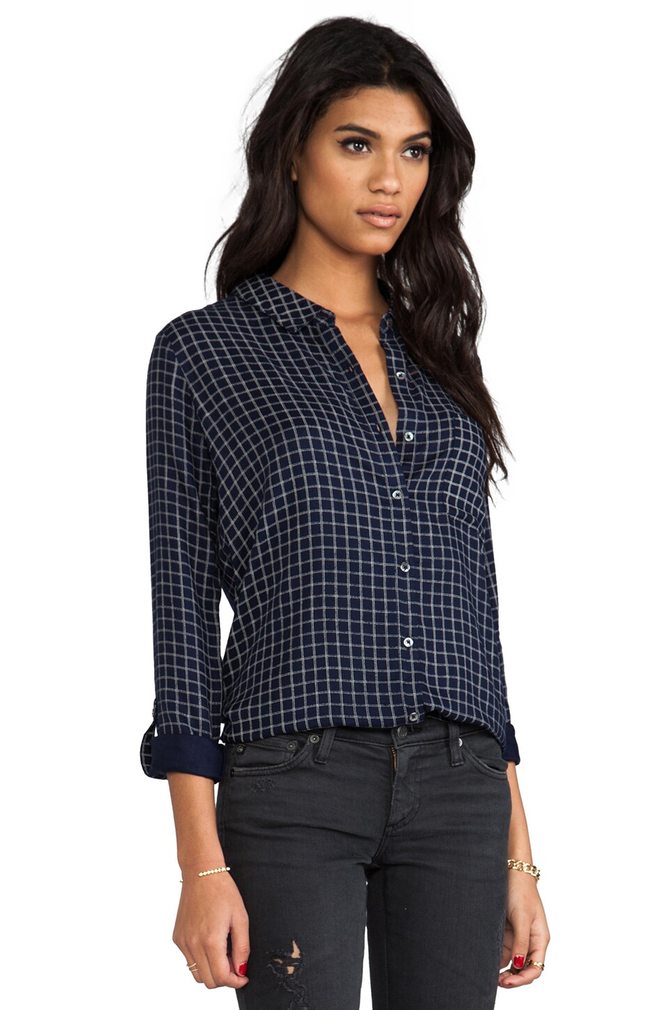 Soft Joie Anabella Plaid Button Down In Peacoat Revolve